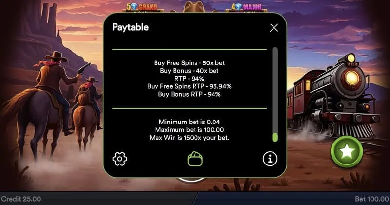 Gold Train Heist - plata finală a rundei Hold and Win