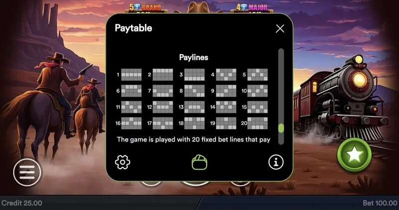 Gold Train Heist - câmp completat cu monede și jackpot fix